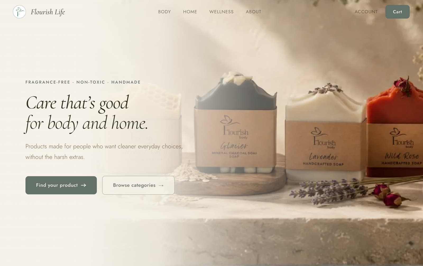 Flourish Life — screenshot of the live site